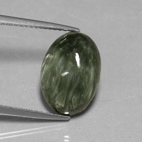 4.85 ct Green Seraphinite Stone, Natural Seraphinite in Oval Cabochon Shape for Sale