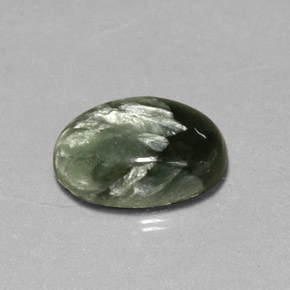 4.78 ct Green Seraphinite Gemstone, Seraphinite Gem in Oval Cabochon Shape for Sale.
