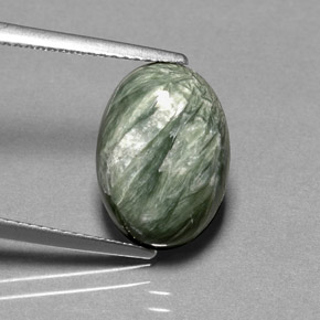 4.69 ct Green Seraphinite Stone, Natural Seraphinite in Oval Cabochon Shape for Sale