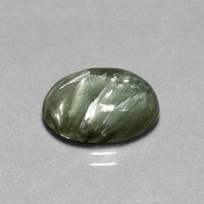 4.86 ct Green Seraphinite Gemstone, Seraphinite Gem in Oval Cabochon Shape for Sale.