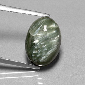 4.86 ct Green Seraphinite Stone, Natural Seraphinite in Oval Cabochon Shape for Sale