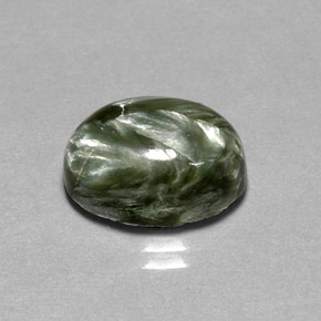 6.73 ct Green Seraphinite Gemstone, Seraphinite Gem in Oval Cabochon Shape for Sale.