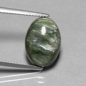 4.60 ct Green Seraphinite Stone, Natural Seraphinite in Oval Cabochon Shape for Sale