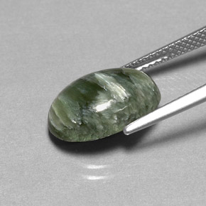 Seraphinite Gemstone in 14 x 10 mm (calibrated) Size for Sale, Seraphinite Stone in Green Color