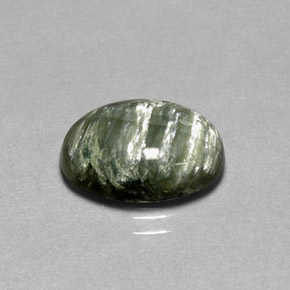 4.23 ct Green Seraphinite Gemstone, Seraphinite Gem in Oval Cabochon Shape for Sale.
