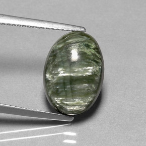 4.23 ct Green Seraphinite Stone, Natural Seraphinite in Oval Cabochon Shape for Sale