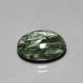 5.05 ct Green Seraphinite Gemstone, Seraphinite Gem in Oval Cabochon Shape for Sale.