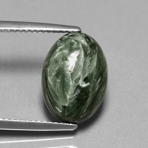 5.05 ct Green Seraphinite Stone, Natural Seraphinite in Oval Cabochon Shape for Sale