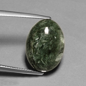 9.74 ct Green Seraphinite Gemstone, Seraphinite Gem in Oval Cabochon Shape for Sale.