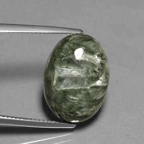 10.40 ct Green Seraphinite Gemstone, Seraphinite Gem in Oval Cabochon Shape for Sale.