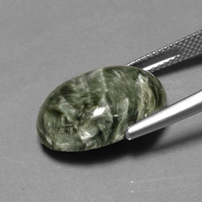 Seraphinite Gemstone in 18 x 13 mm (calibrated) Size for Sale, Seraphinite Stone in Green Color