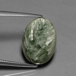 10.12 ct Green Seraphinite Gemstone, Seraphinite Gem in Oval Cabochon Shape for Sale.