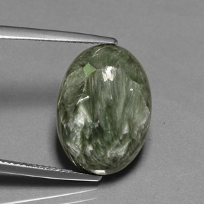 10.69 ct Green Seraphinite Gemstone, Seraphinite Gem in Oval Cabochon Shape for Sale.