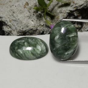 21.06 ctw Green Seraphinite Gemstones, Seraphinite Gems in Oval Cabochon Shape for Sale.