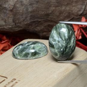 20.56 ctw Green Seraphinite Gemstones, Seraphinite Gems in Oval Cabochon Shape for Sale.