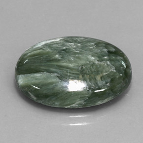 11.47 ct Green Seraphinite Gemstone, Seraphinite Gem in Oval Cabochon Shape for Sale.