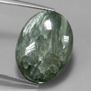 11.47 ct Green Seraphinite Stone, Natural Seraphinite in Oval Cabochon Shape for Sale