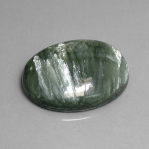 11.82 ct Green Seraphinite Gemstone, Seraphinite Gem in Oval Cabochon Shape for Sale.
