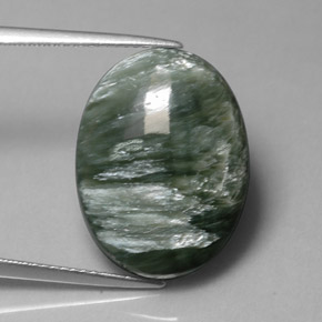 11.82 ct Green Seraphinite Stone, Natural Seraphinite in Oval Cabochon Shape for Sale