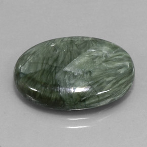 10.47 ct Green Seraphinite Gemstone, Seraphinite Gem in Oval Cabochon Shape for Sale.
