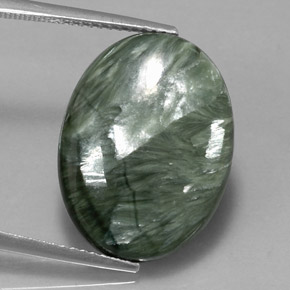 10.47 ct Green Seraphinite Stone, Natural Seraphinite in Oval Cabochon Shape for Sale