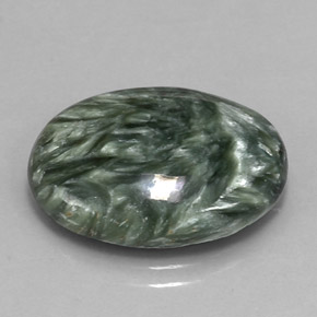 11.98 ct Green Seraphinite Gemstone, Seraphinite Gem in Oval Cabochon Shape for Sale.