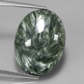 11.98 ct Green Seraphinite Stone, Natural Seraphinite in Oval Cabochon Shape for Sale