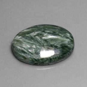 10.38 ct Green Seraphinite Gemstone, Seraphinite Gem in Oval Cabochon Shape for Sale.
