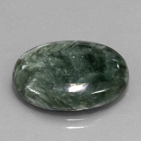11.36 ct Green Seraphinite Gemstone, Seraphinite Gem in Oval Cabochon Shape for Sale.