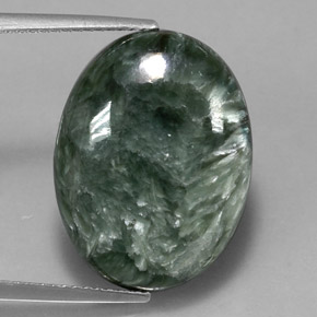 11.36 ct Green Seraphinite Stone, Natural Seraphinite in Oval Cabochon Shape for Sale