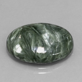 11.14 ct Green Seraphinite Gemstone, Seraphinite Gem in Oval Cabochon Shape for Sale.