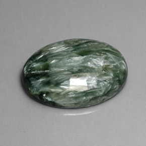 11.38 ct Green Seraphinite Gemstone, Seraphinite Gem in Oval Cabochon Shape for Sale.