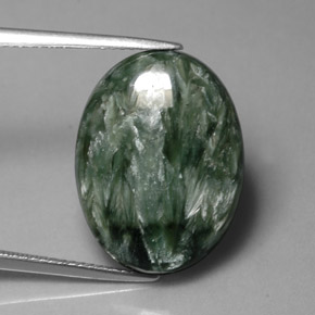 11.38 ct Green Seraphinite Stone, Natural Seraphinite in Oval Cabochon Shape for Sale
