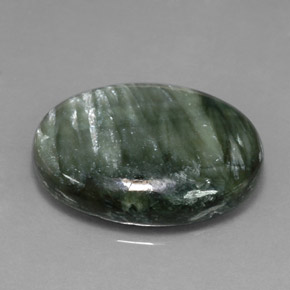 11.23 ct Green Seraphinite Gemstone, Seraphinite Gem in Oval Cabochon Shape for Sale.