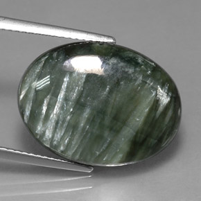 11.23 ct Green Seraphinite Stone, Natural Seraphinite in Oval Cabochon Shape for Sale