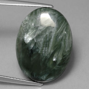 10.53 ct Green Seraphinite Gemstone, Seraphinite Gem in Oval Cabochon Shape for Sale.