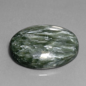 12.82 ct Green Seraphinite Stone, Natural Seraphinite in Oval Cabochon Shape for Sale