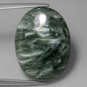 11.32 ct Green Seraphinite Gemstone, Seraphinite Gem in Oval Cabochon Shape for Sale.