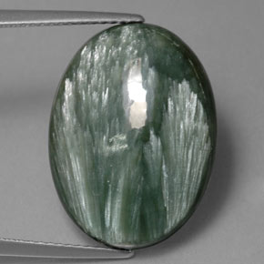 11.40 ct Green Seraphinite Gemstone, Seraphinite Gem in Oval Cabochon Shape for Sale.