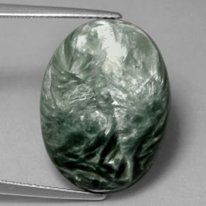 10.79 ct Green Seraphinite Gemstone, Seraphinite Gem in Oval Cabochon Shape for Sale.