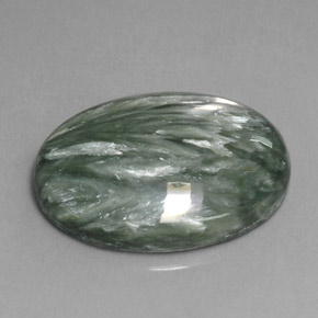 11.13 ct Green Seraphinite Gemstone, Seraphinite Gem in Oval Cabochon Shape for Sale.