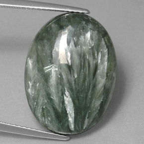 11.13 ct Green Seraphinite Stone, Natural Seraphinite in Oval Cabochon Shape for Sale