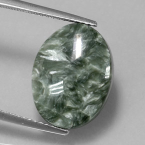 8.92 ct Green Seraphinite Gemstone, Seraphinite Gem in Oval Cabochon Shape for Sale.