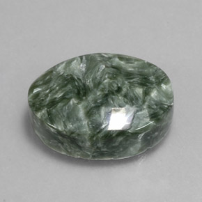 8.92 ct Green Seraphinite Stone, Natural Seraphinite in Oval Cabochon Shape for Sale