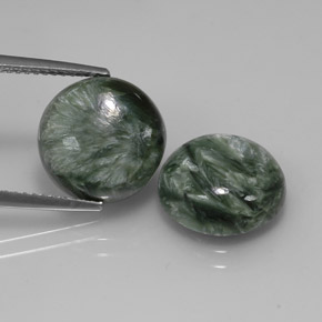 9.12 ct Green Seraphinite Gemstone, Seraphinite Gem in Round Cabochon Shape for Sale.