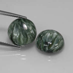 9.76 ct Green Seraphinite Gemstone, Seraphinite Gem in Round Cabochon Shape for Sale.