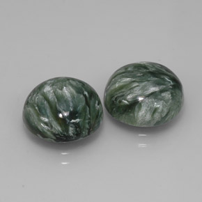 9.76 ct Green Seraphinite Stone, Natural Seraphinite in Round Cabochon Shape for Sale