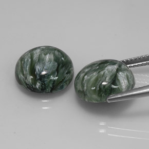 Seraphinite Gemstone in 12 mm (calibrated) Size for Sale, Seraphinite Stone in Green Color
