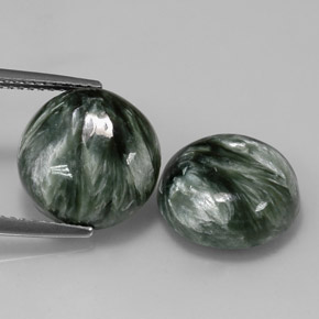 9.31 ct Green Seraphinite Gemstone, Seraphinite Gem in Round Cabochon Shape for Sale.