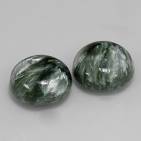 9.31 ct Green Seraphinite Stone, Natural Seraphinite in Round Cabochon Shape for Sale